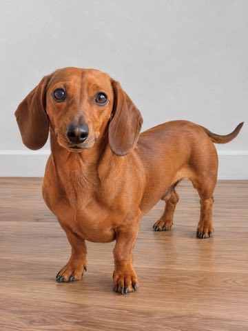 Her & her dachshund example input photo: turns into the zombie